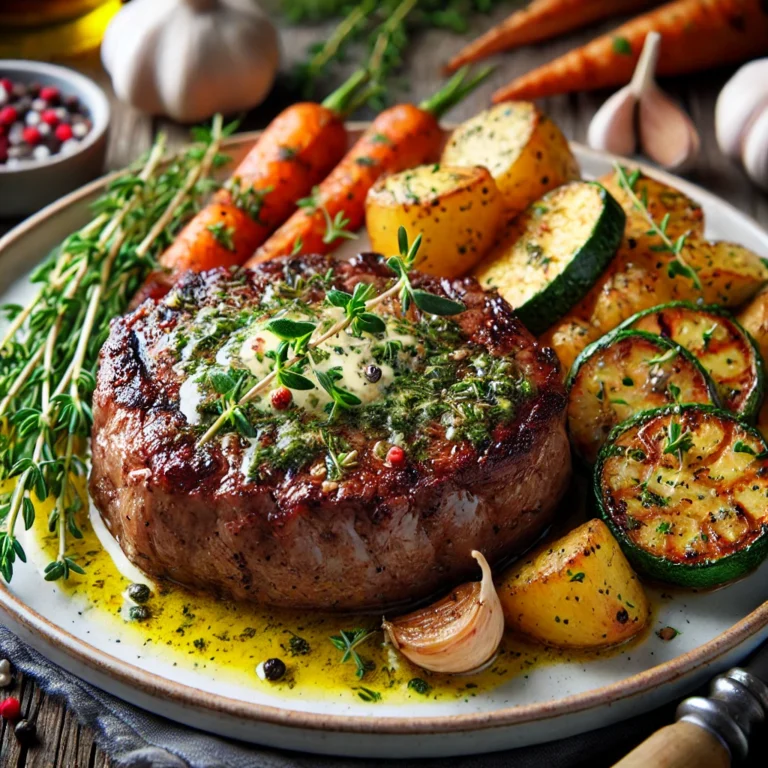 Garlic Butter Herb Steak with Roasted Vegetables
