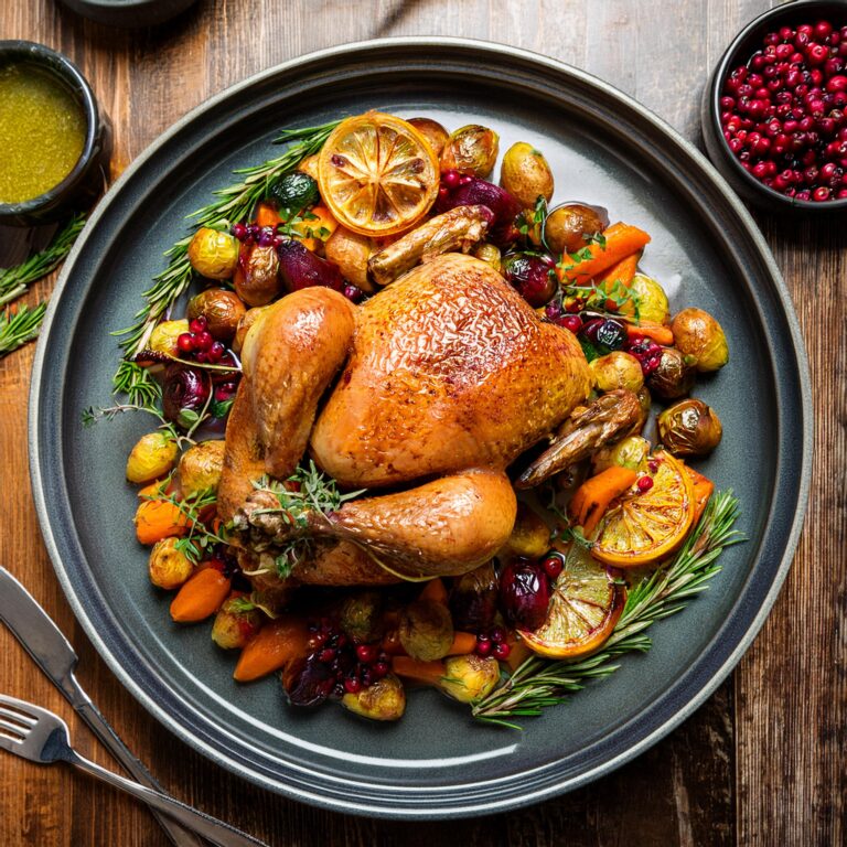 Roasted Lemon-Herb Chicken with Cranberry Jus